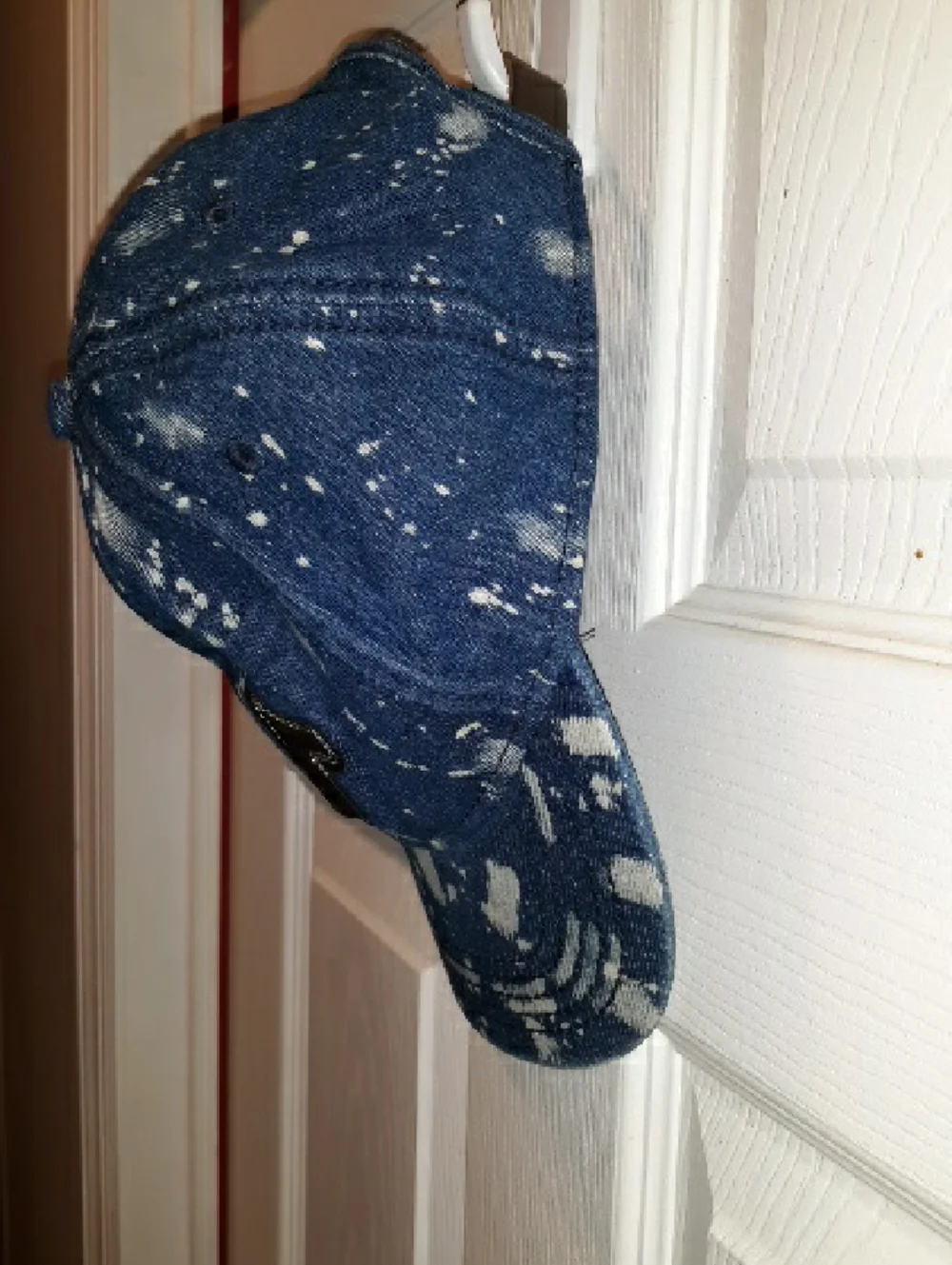 True Religion Logo Distressed/Spotted Blue Denim Hat